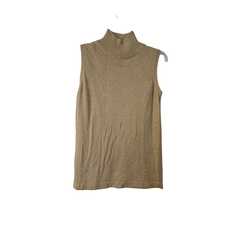 Lisa Originals Gold Sparkly Mock Turtleneck Tunic Blouse Size M